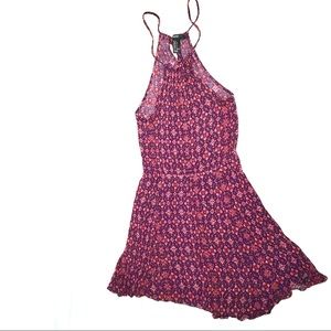 🍂Fall Floral Halter Mini Dress Rust Navy Small